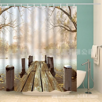 

Creative Digital Printed Polyester Bath Curtain Thickened Bathroom Shower Interval Curtain Accessories Home Decor