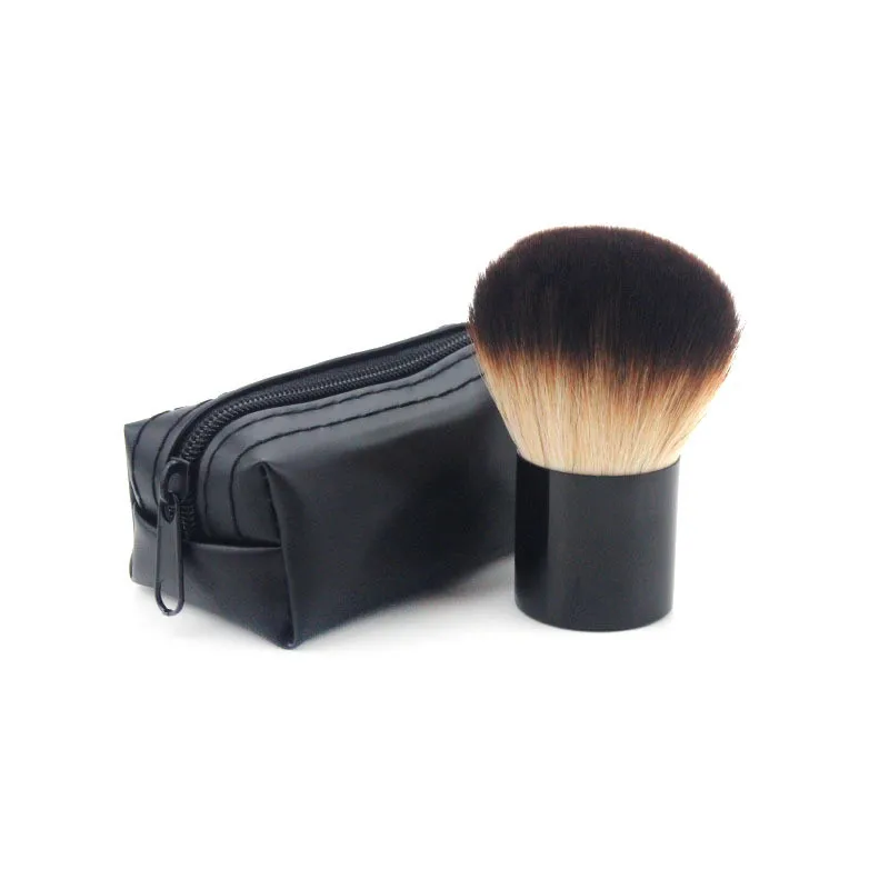 Kabuki Brush Blush Bronzer Loose Powder Foundation Synthetic Hair Flat Brush with Lid Case Contour Beauty Makeup Tools