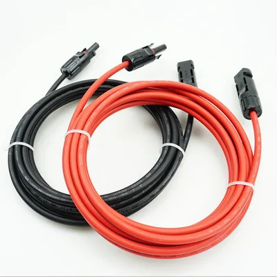 ALLMEJORES 1 пара солнечных кабелей 10AWG с разъемом типа папа и мама черный красный