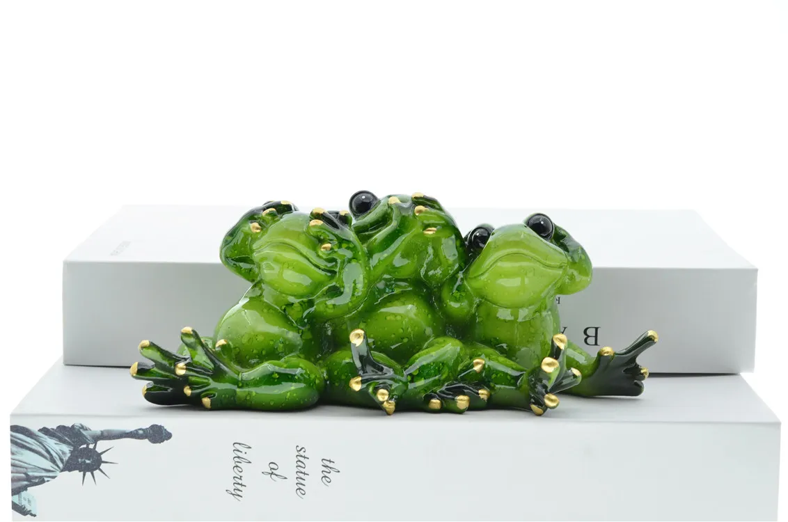 MYBLUE Kawaii Dont Talk Dont Listen Dont Look Frog Figurine Miniature Fairy Garden Nordic Home Room Decoration Accessories
