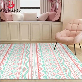 

Bubble Kiss Delicate Large Rug and Carpet for Home Living Room Fresh Green Pink Geometry Ethnic Style Rugs For Bedroom Decor