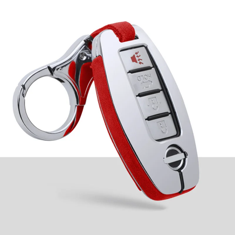 A-red keychain1 Мех цинковый сплав автомобильный ключ чехол оболочка защита для Nissan Qashqai J10 J11 X-Trail t31 t32 juke Note Авто Чехлы для ключей - Название цвета: A-red keychain1