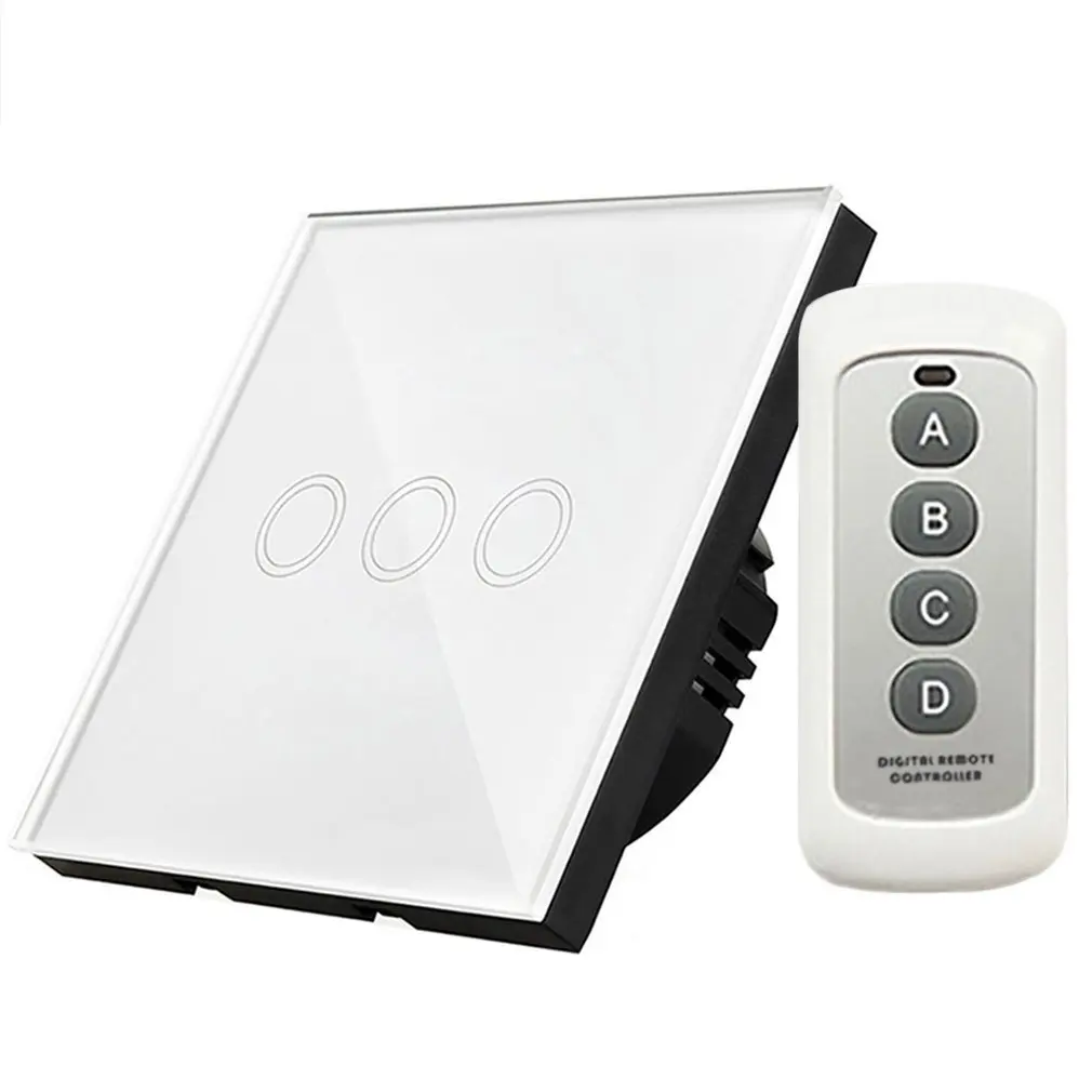 

3-way Wireless Remote Control Touch Switch AC110-240V Wall-mount Light Touch Switch With Remote Controller EU Y603B