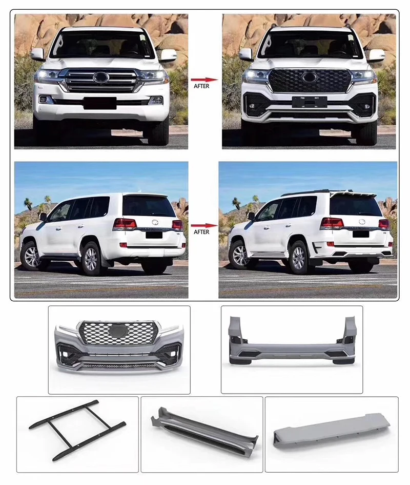 Стайлинг кузова автомобиля комплект для Toyota Land Cruiser LC200 2016 2017 2019 черный Окрашенный