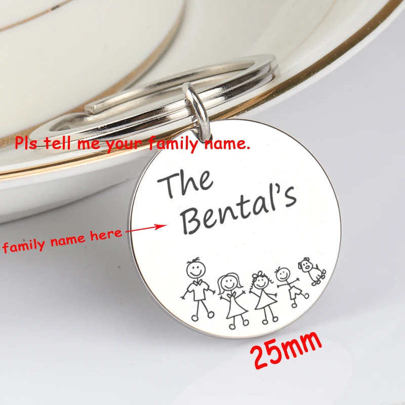 Круглый Семья брелок персонализированные Имя ювелирные изделия для Член подарок