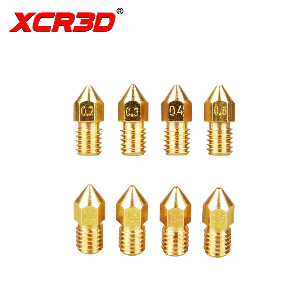 10pcs/Lot New Upgrade 0.2/0.3/0.4/0.5mm MK8 Brass Nozzle M6 Thread Pointed 3D Printing Parts Extrusion Nozzle Filament 1.75mm