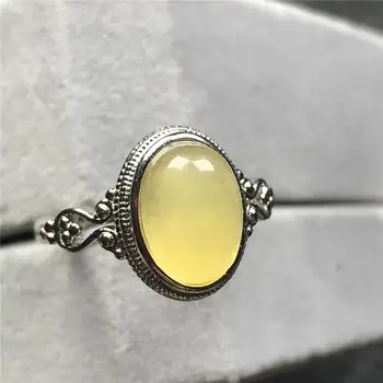 

Genuine Natural Yellow Amber Ring For Woman Lady 925 Silver 13x10mm Beads Adjustable Ring Fashion Jewelry AAAAA Drop Shipping