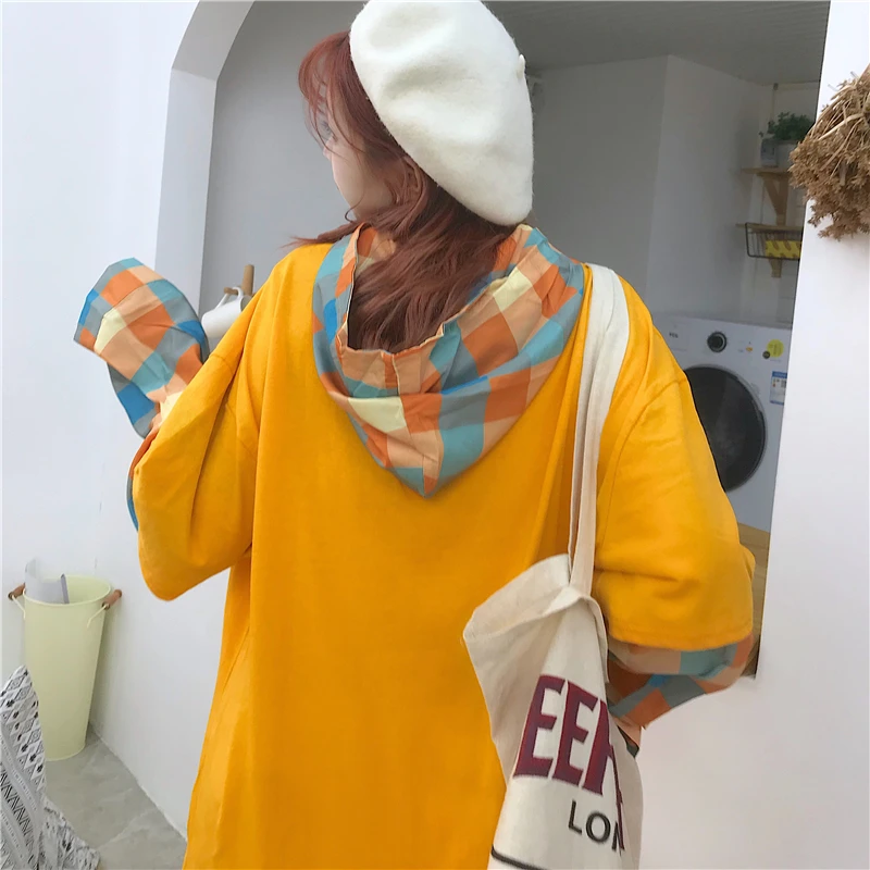 Милый каваи мода Harajuku зима поддельные два женские худи Толстовка с капюшоном индивидуальная Повседневная Свободная Женская одежда с длинными рукавами