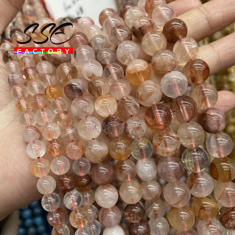 AAAAA Natural Red Rutilated Quartz Beads Round Beads For Jewelry Making DIY Charms Bracelet Necklace Accessories 6 8 10mm 15''