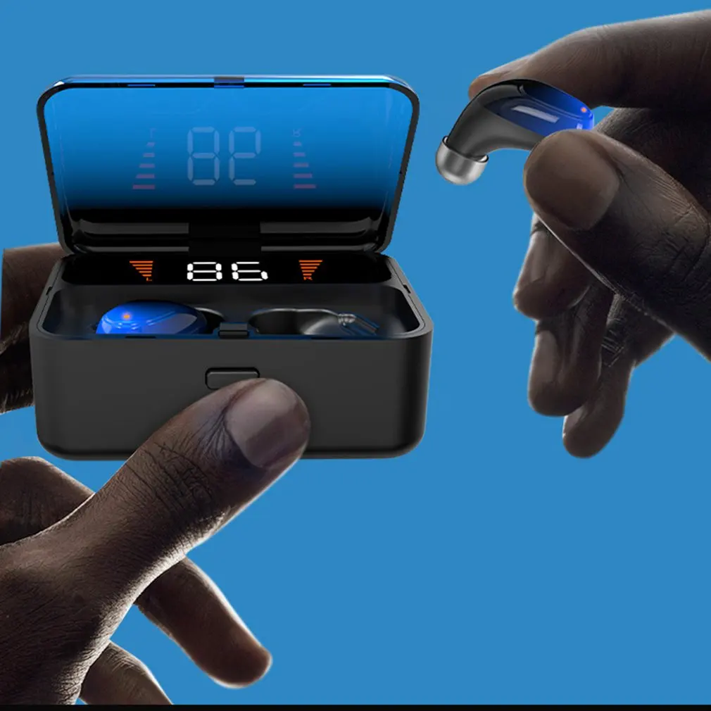 Es01 беспроводные Bluetooth наушники 5,0 бинауральные с цифровым дисплеем градиентные цветные спортивные наушники с микрофоном IPX5 водонепроницаемые наушники