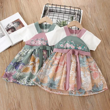 

Girls' ancient Chinese dress dress summer baby children fairy Chiffon Girl Chinese style printed