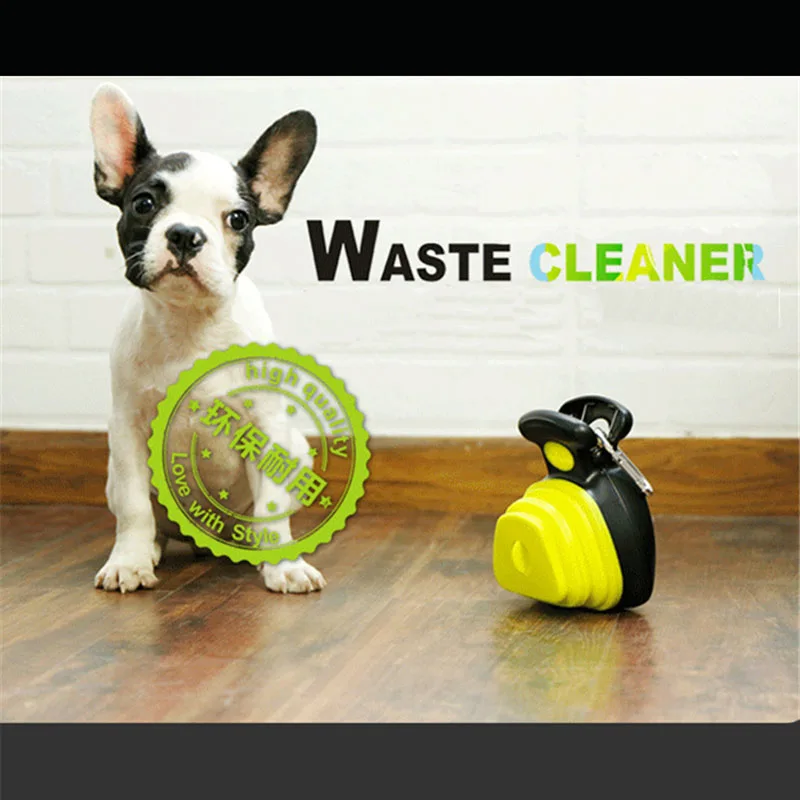 Складной совок для собак и домашних животных с 1 рулоном разлагаемые мешки уборки