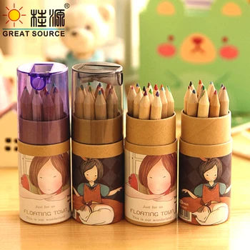 

Natural Wood Tube Colorful pencil Childeren Doodle Color Pencil 12 colors per set(60 Sets)