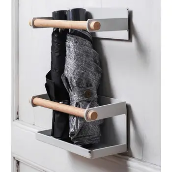 

Newest White Portable Wall Mounted Umbrella Stand Rack Magnet Umbrella Storage Holder Shelf for Home Office Umbrella Holder