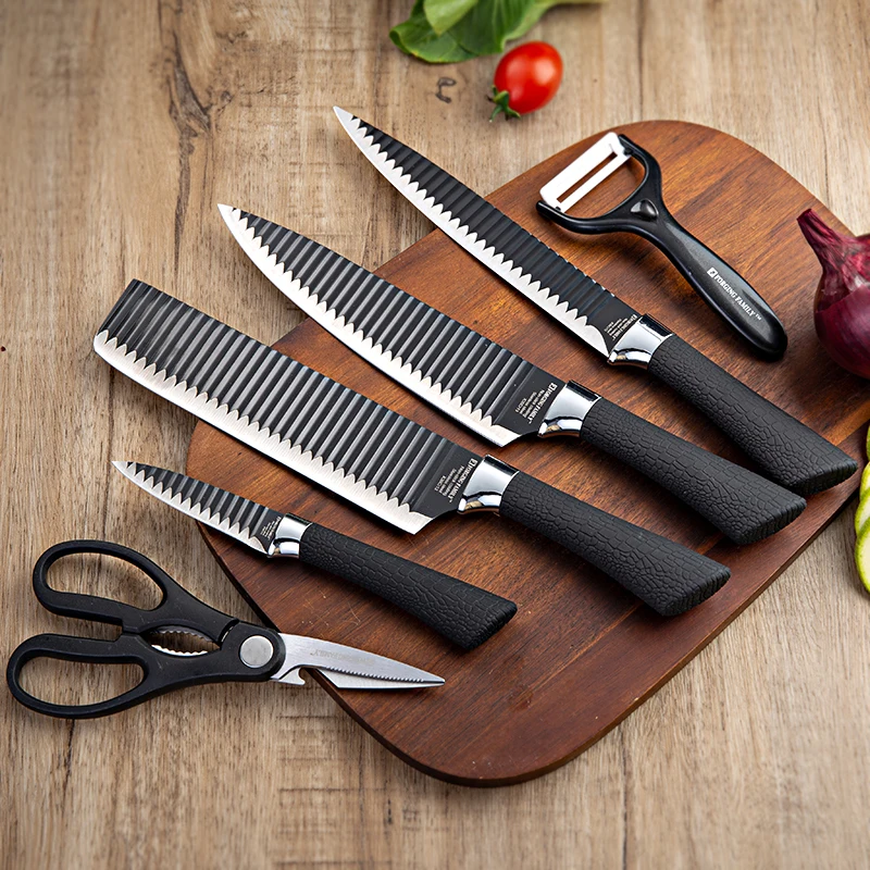 

GMT10 SET OF 6 PIECES Japanese kitchen knife, Damascus knife, chef Santoku cutter, personalized printing logo gift knife