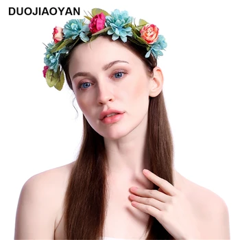 

Spring Wreath Headwear Wedding Decoration Flower Crown Bride Hair Accessories Flower Wreaths For Women Party Headdress For Women
