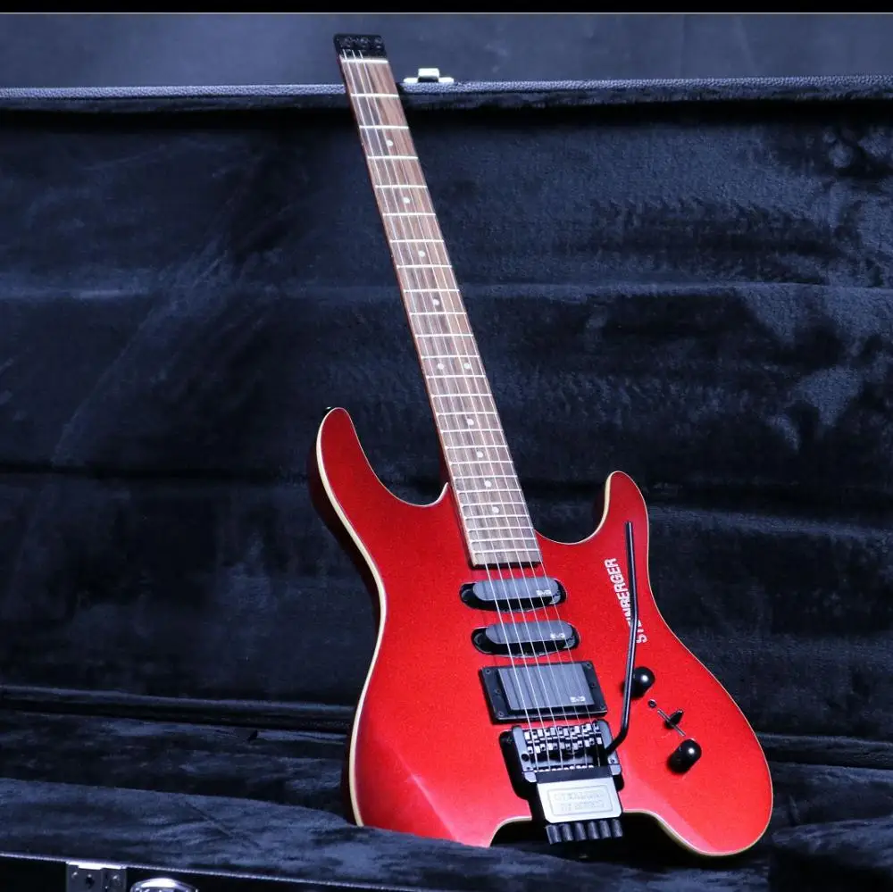 

New Arrival Headless Electric Guitar Z-ZV12 Black Hardware 24 Frets Red Metallic Gloss In Stock Double Single Pickups