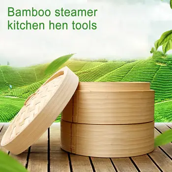 

3PCS Double Layer Bamboo Steamer Kitchen Henry Tools Bamboo Hoe Steamed Cage Steamer Deeper Steamer Chinese Tableware