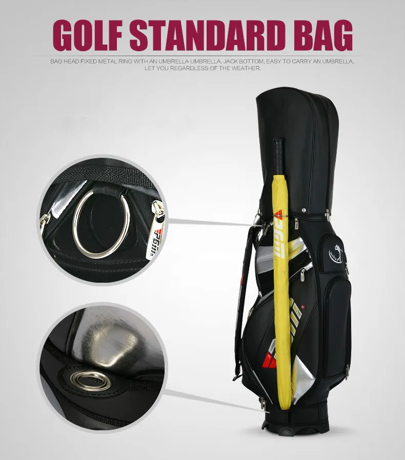 Большая вместительная сумка для гольфа PGM, мужская сумка для гольфа из искусственной кожи, может быть упакована с полным набором из 13 шаровых клубов, жесткая оболочка, защитная сумка