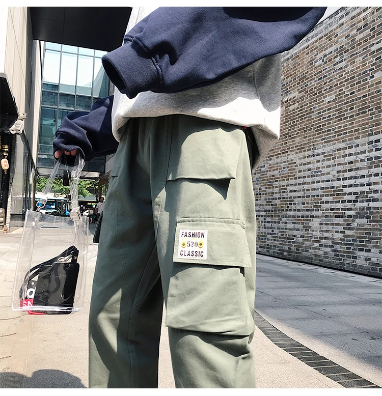Мужские корейские модные спортивные штаны, зимние комбинезоны, штаны для бега, мужские винтажные брюки-карго в стиле хип-хоп с несколькими карманами, Мужская Уличная тактическая одежда