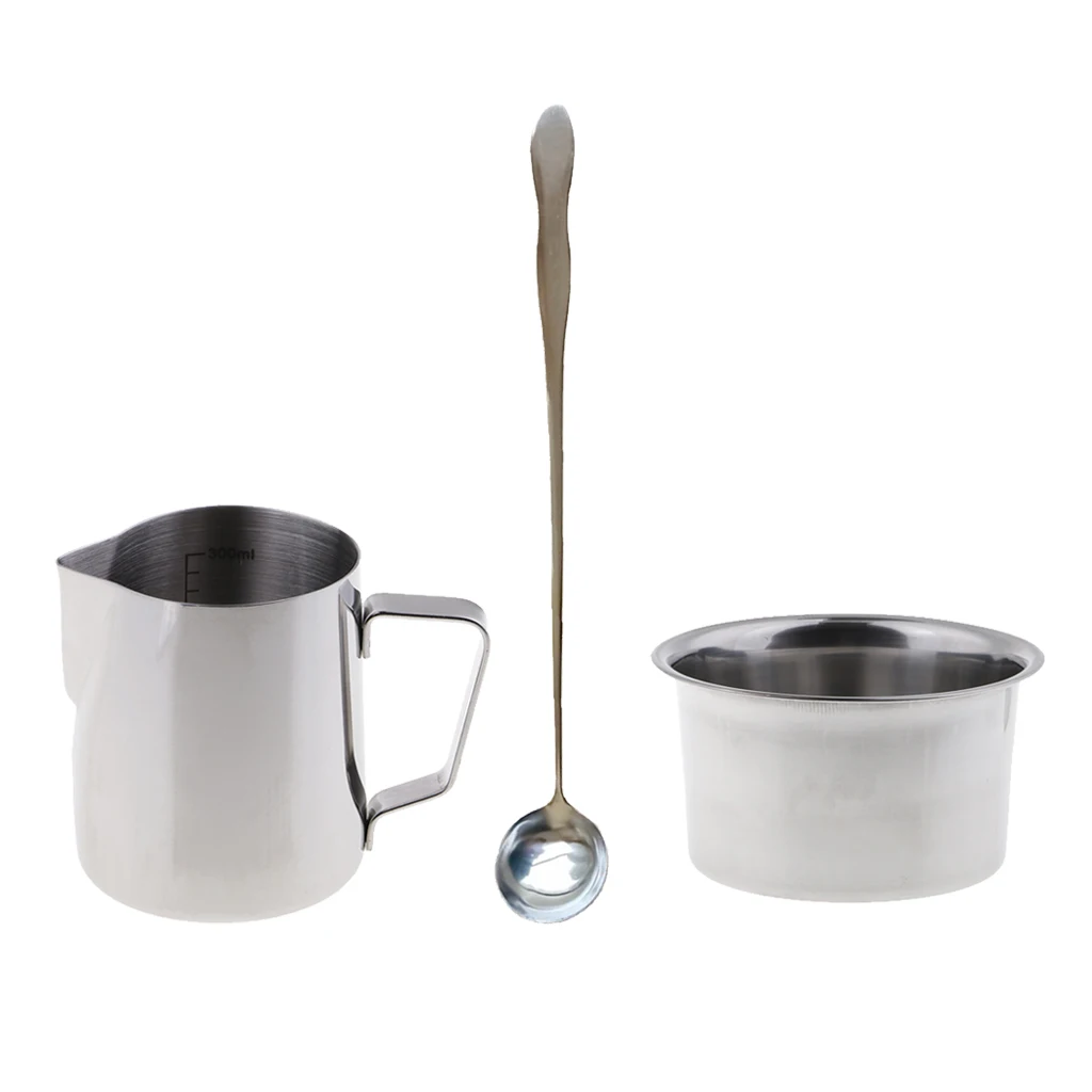 3pcs/set Stainless Steel Soap Candle Making Pitcher Wax Melting Pouring Pot, Double Boiler with Spoon