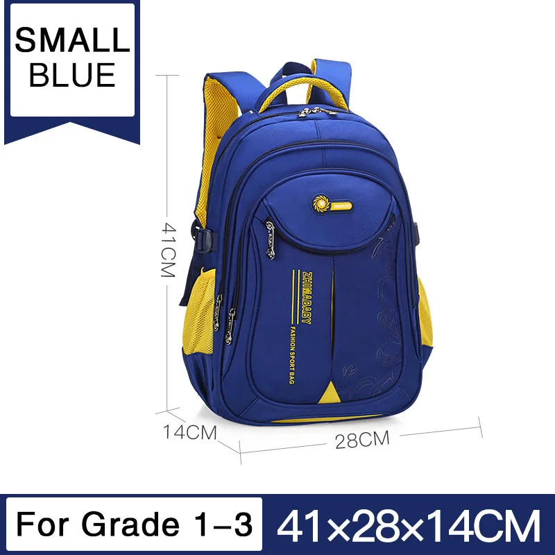 Small-Blue Детские 17 дюймовые школьные рюкзаки для девочек и мальчиков, ортопедический рюкзак, нейлон, водонепроницаемый школьный рюкзак, детский рюкзак - Цвет: Small-Blue
