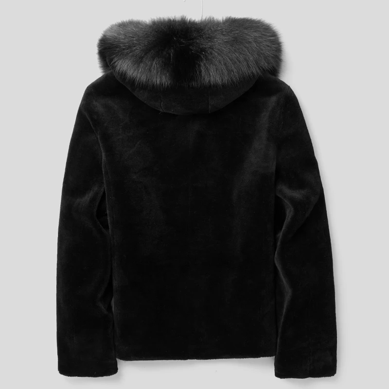 

Men's Winter Jacket Fox Collar Real Sheep Shearling Fur Coat Men Wool Coats Plus Size 18CHA120254Y MY1959