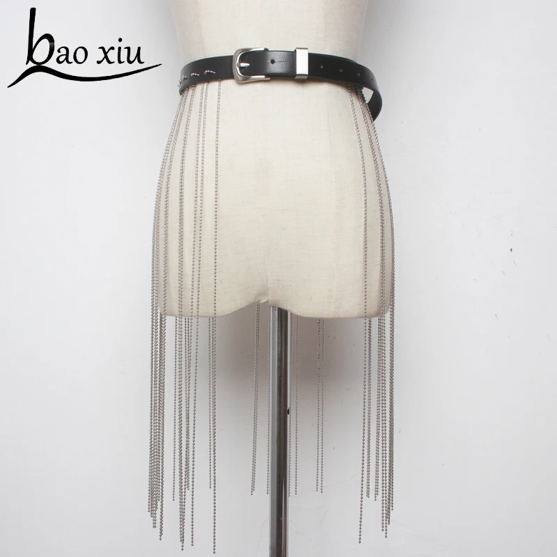 

New Fashion Vintage Boho Fringe Long Tassel leather Women Silver Beads Chain Bling Waistband Ladies Belts Dress Straps Accessory