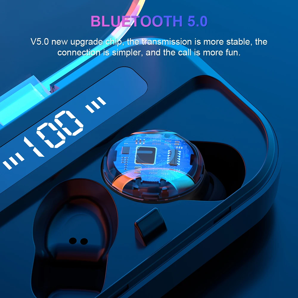 Беспроводные Bluetooth наушники TWS Sport Bass светодиодный цифровой дисплей бинауральные наушники с 3500 мАч зарядным устройством для xiaomi