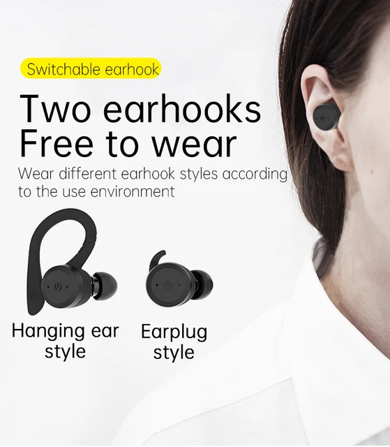 GDLYL auriculares sin hilos con el deporte del gancho del oído - Touch  Control Bluetooth