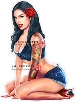 Pin-up Aufkleber Black Rose Girl Sticker Nose Art Tattoos stickers sex woman decals sexy girl