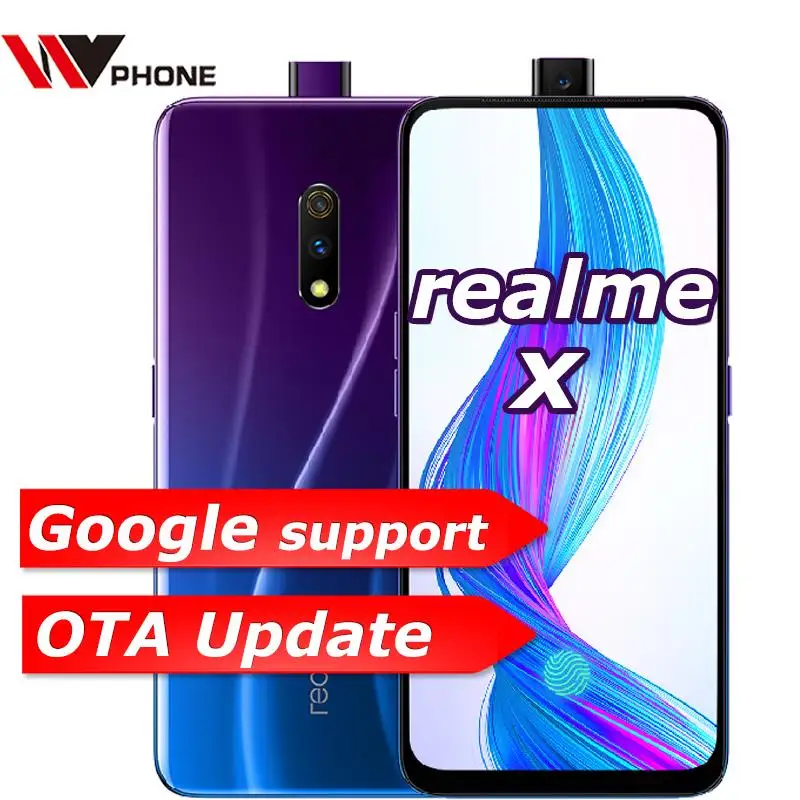 Скидка Realme x 4G LTE 4 Гб 64 Гб Восьмиядерный процессор Snapdragon 710 экран 6,53 дюйма 3765 мАч двойная задняя камера Сотовый телефон