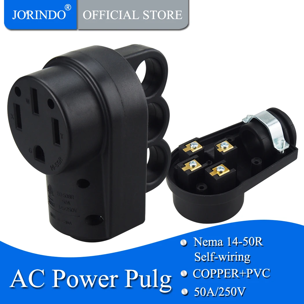 JORINDO [Nema 14-50R] 50 Amp сверхмощная RV EV запасная розетка, Nema 14-50R Female, 50AMP замена питания в сборе вилка