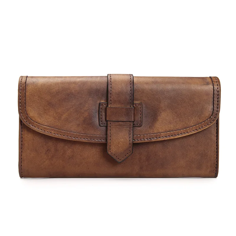 

Vegetable Tanning Hand-rub Color Men And Women Long Wallet Wallet Full-grain Leather Casual Leather Wallet Wallet Clutch Bag