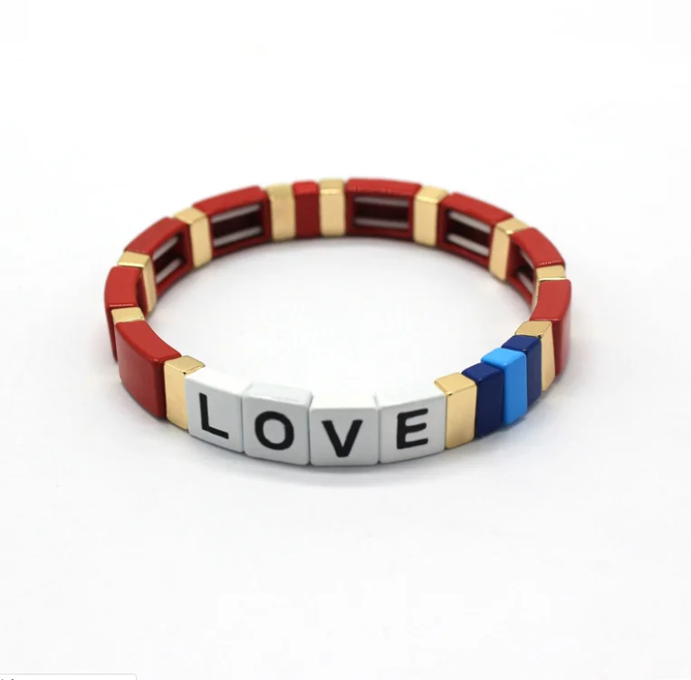 style 7 Браслет в богемном стиле с надписью LOVE Rainbow Tile, цветная металлическая манжета, браслет для женщин, подарок, браслет на запястье - Окраска металла: style 7