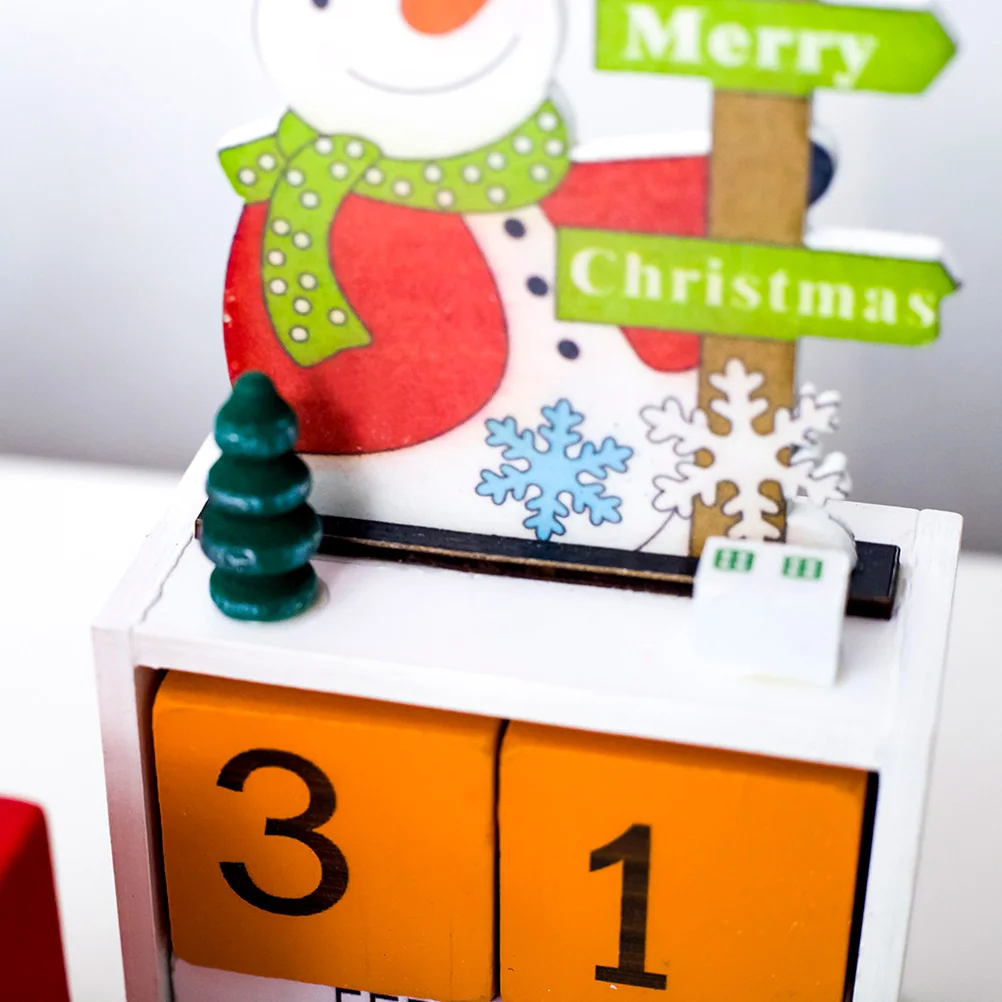 Cute Christmas Advent Calendar Cartoon Wooden Calendar DIY Desktop Decor Santa Claus Snowman Elk Decor For New Year Home Office