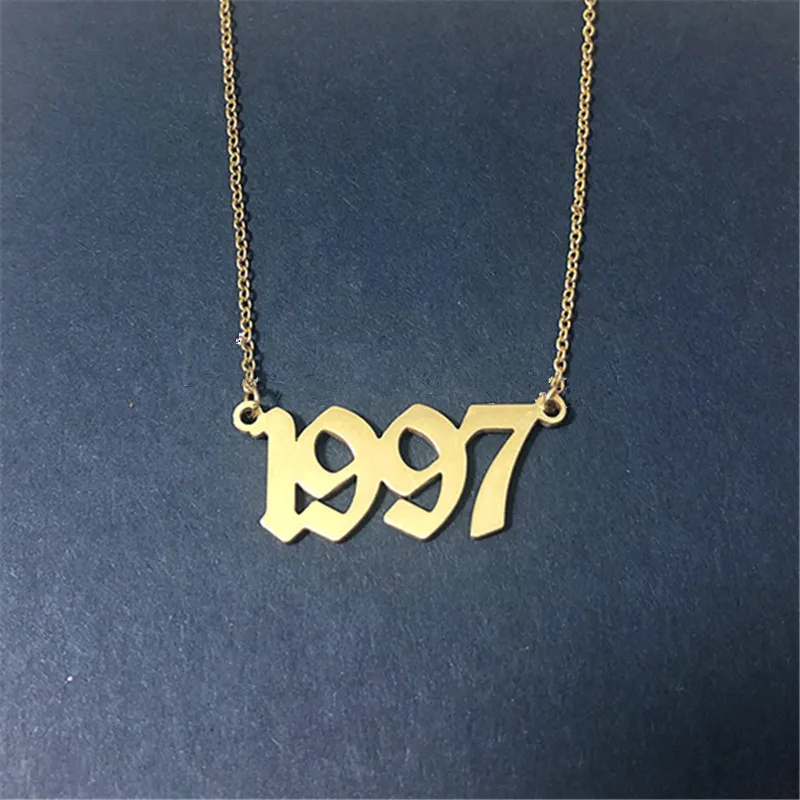 1985 до номер нержавейка старинном английском год кулон Цепочки и ожерелья для Для женщин 1985 1989 1997 1998 ювелирные изделия аксессуары