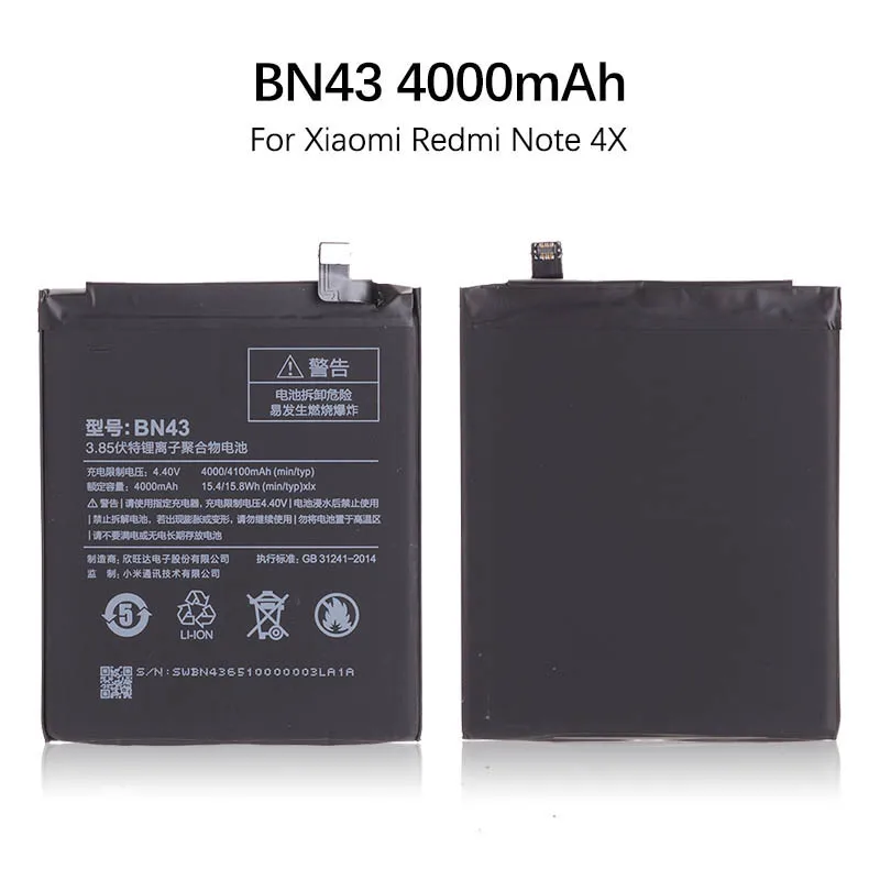 Для Xiaomi Redmi Note 4x аккумулятор Xiaomi Redmi Note 4X Pro BN41 Замена для Xiaomi Redmi Note 4 Аккумулятор 4100 мАч BN43 - Цвет: BN43