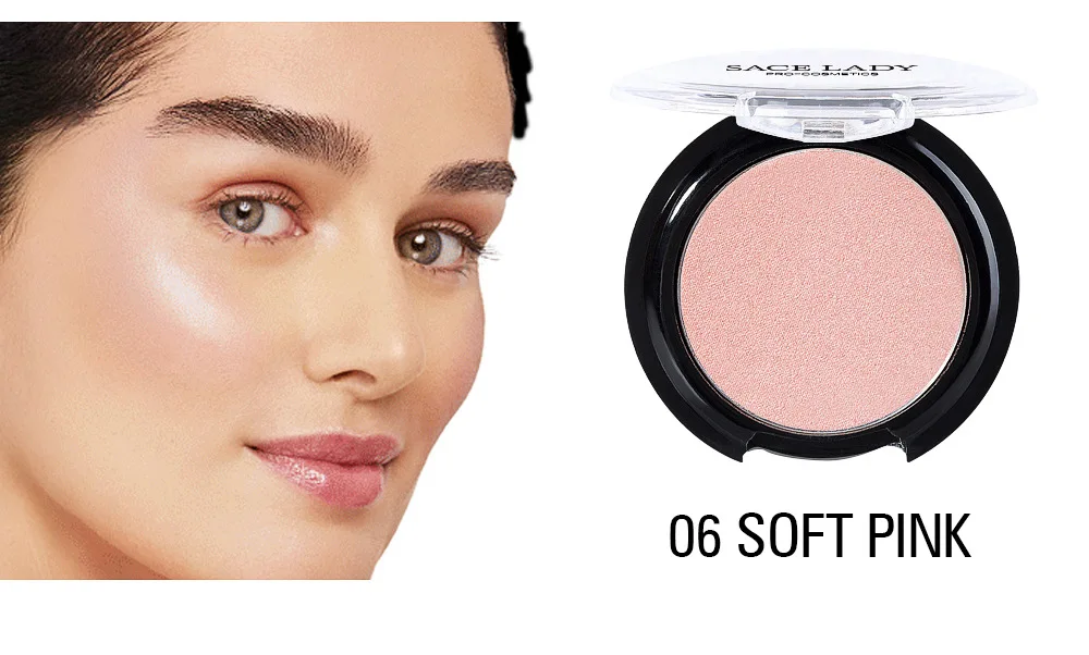 06 Soft Pink SACE LADY хайлайтер пудра 6 цветов для лица Iluminator макияж профессиональный блеск палитра комплект для макияжа с эффектом свечения осветляет косметику - Цвет: 06 Soft Pink