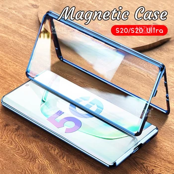 

S20Ultra Case 360 Double Sided Glass Cases For Samsung Galaxy S20 Ultra Plus Magnetic Metal Bumper Back Cover S 20 Coque Caso