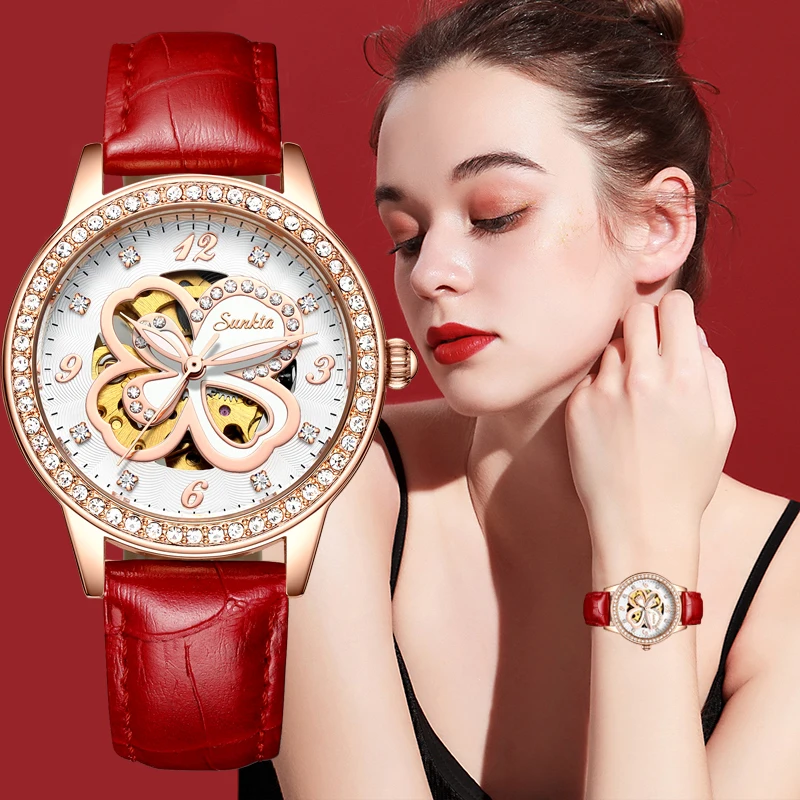 Automatic Watch Brands Ladies Watches Automatic Luxury Women Leather Bracelet Aliexpress
