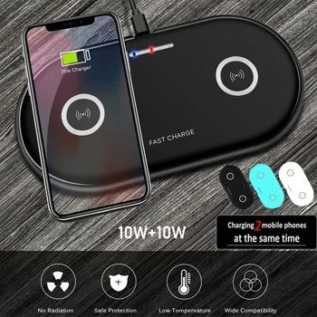 20W 2in1 Qi Wireless Charger For iphone 11 XS MAX X 8 Dual 10W fast Charging Pad for Samsung S10 S9 S8 Huawei P30 Pro Mate 30 20 1