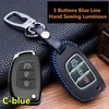 Luminous Leather Car Key Fob Cover Case Set Keychain For Hyundai Tucson Creta ix25 i10 i20 i30 Verna Mistra Elantra 2015-2022 ► Photo 2/3