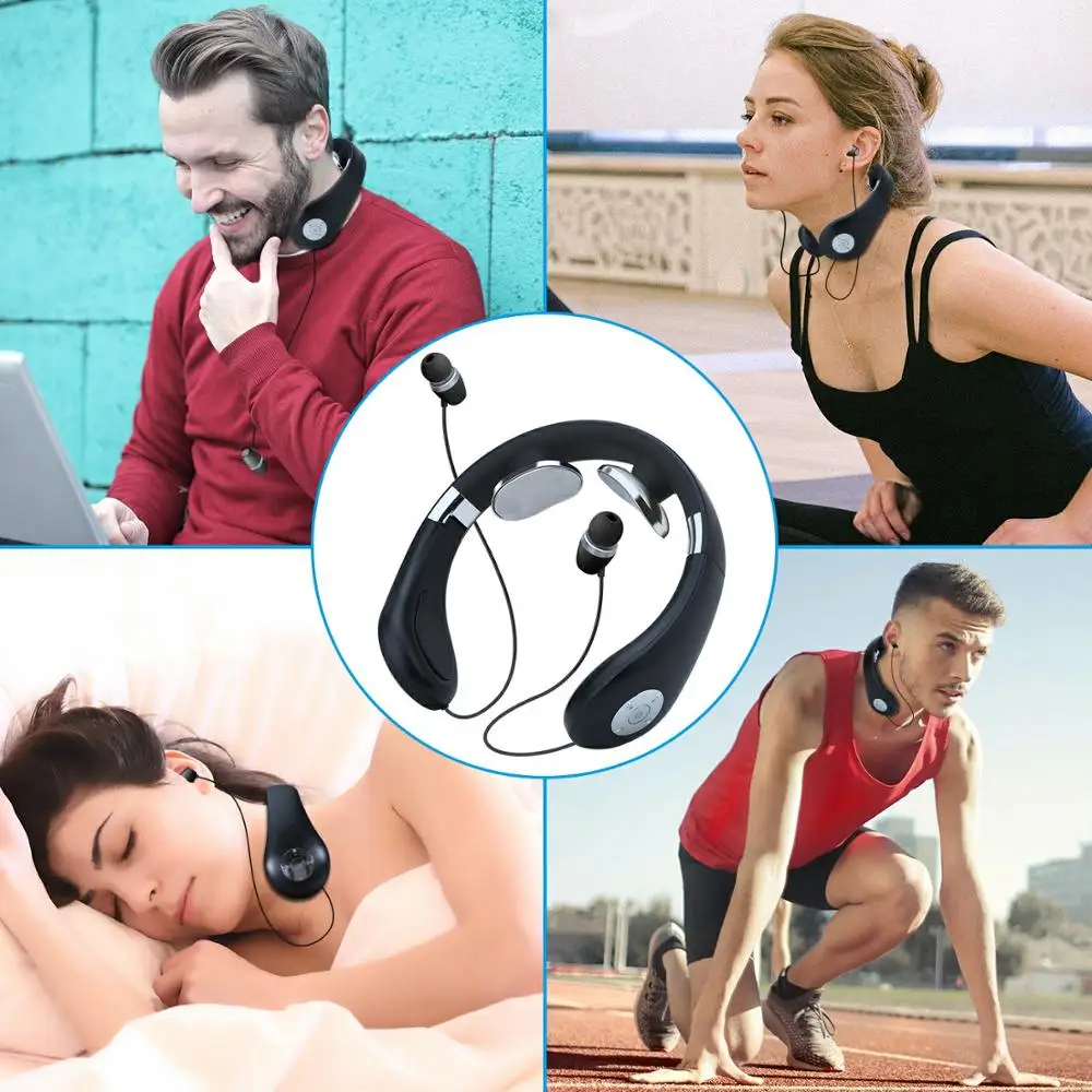Wireless Neckband Earphone Bluetooth 5.0 Portable in-Ear Headset Comfortable Ergonomic Neckband Design Intelligent Neck Massage