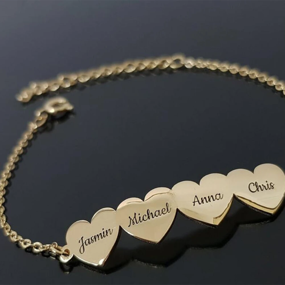 Fyw Bijoux De Famille Bracelet Avec Prenoms D Enfants Medaillon En Forme De Cœur Pour Maman Cadeau Personnalise Pour Pere Et Mere Avec Noms Aliexpress