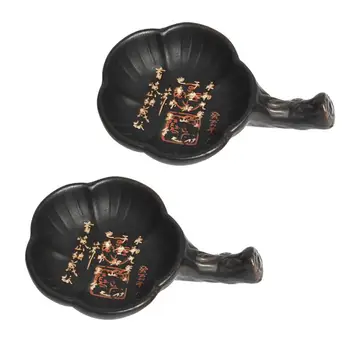 

2Pcs Ink Dish Ceramic Ink Plate Flower Shape Calligraphy Brush Tray Stationery Home Office Storage Tray Decorative Miniatures