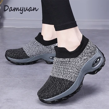 

Damyuan Shoes Woman Fashion Mesh Flat Soft 2020 New Spring Casual Breathable Loafers Air Cushion Platform Sock Sneakers Female