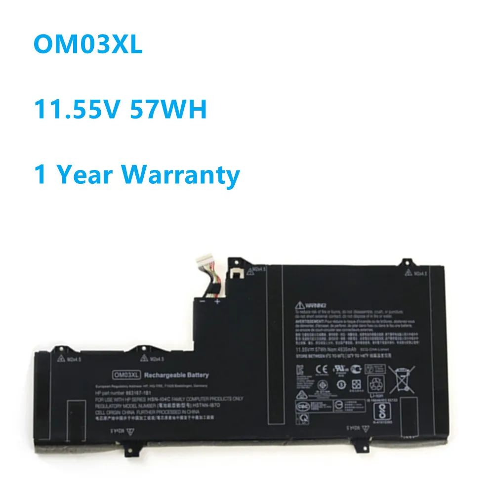 Nova Om03 X360 Bateria do Portátil para hp Elitebook 1030 g2 Hstnn-ib7o Hsn-i04c 863167171 863167-1b1 Om03xl 11.55v 57wh