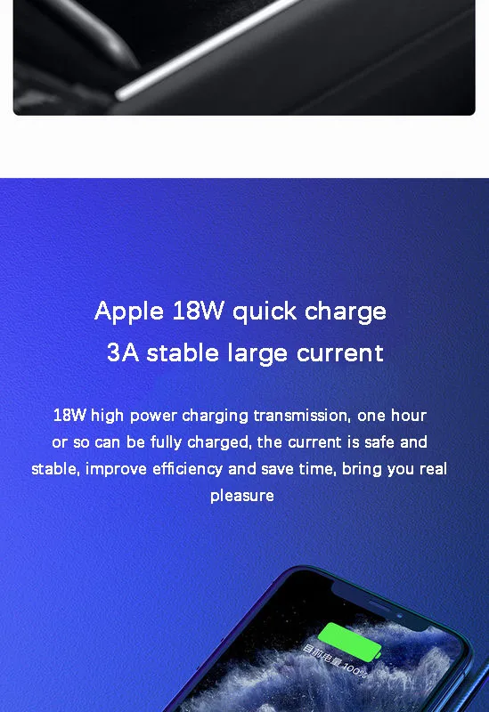 Car mobile phone charging cable For Apple Android typec fast charging cable Accessories For Tesla Model3 modelY