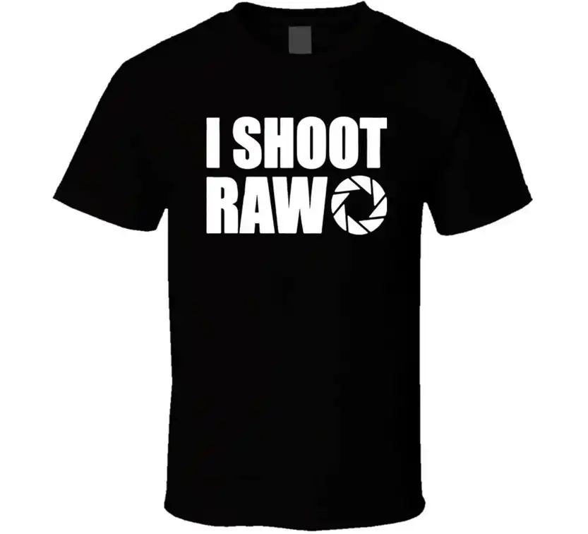 I Shoot Raw фотография новая Ретро черная белая футболка Мужская Бесплатная доставка